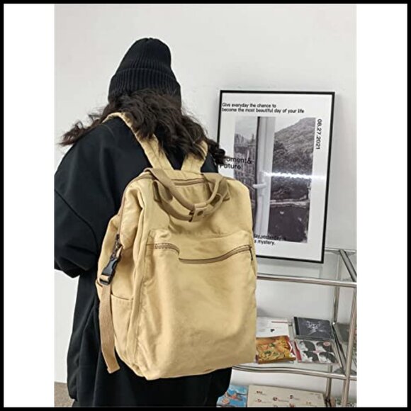Vintage Denim Canvas Backpack Daypack Lightweight Rucksack Adjustable Straps main image 5